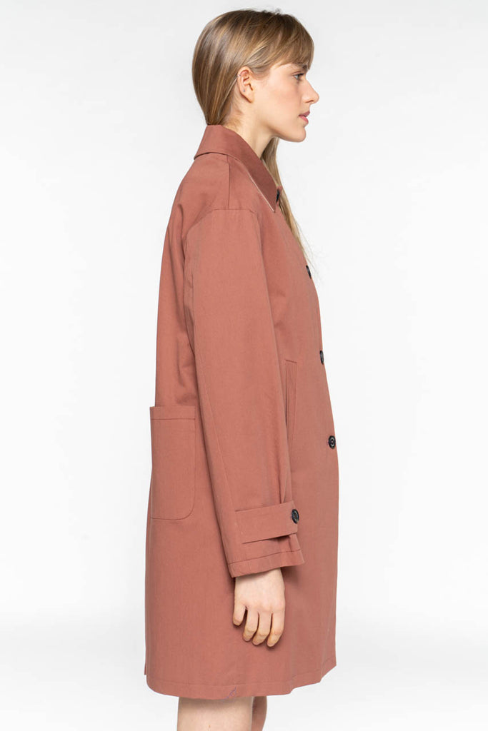 Manteau DAX-Redding épuré en pur coton premium marron glacé