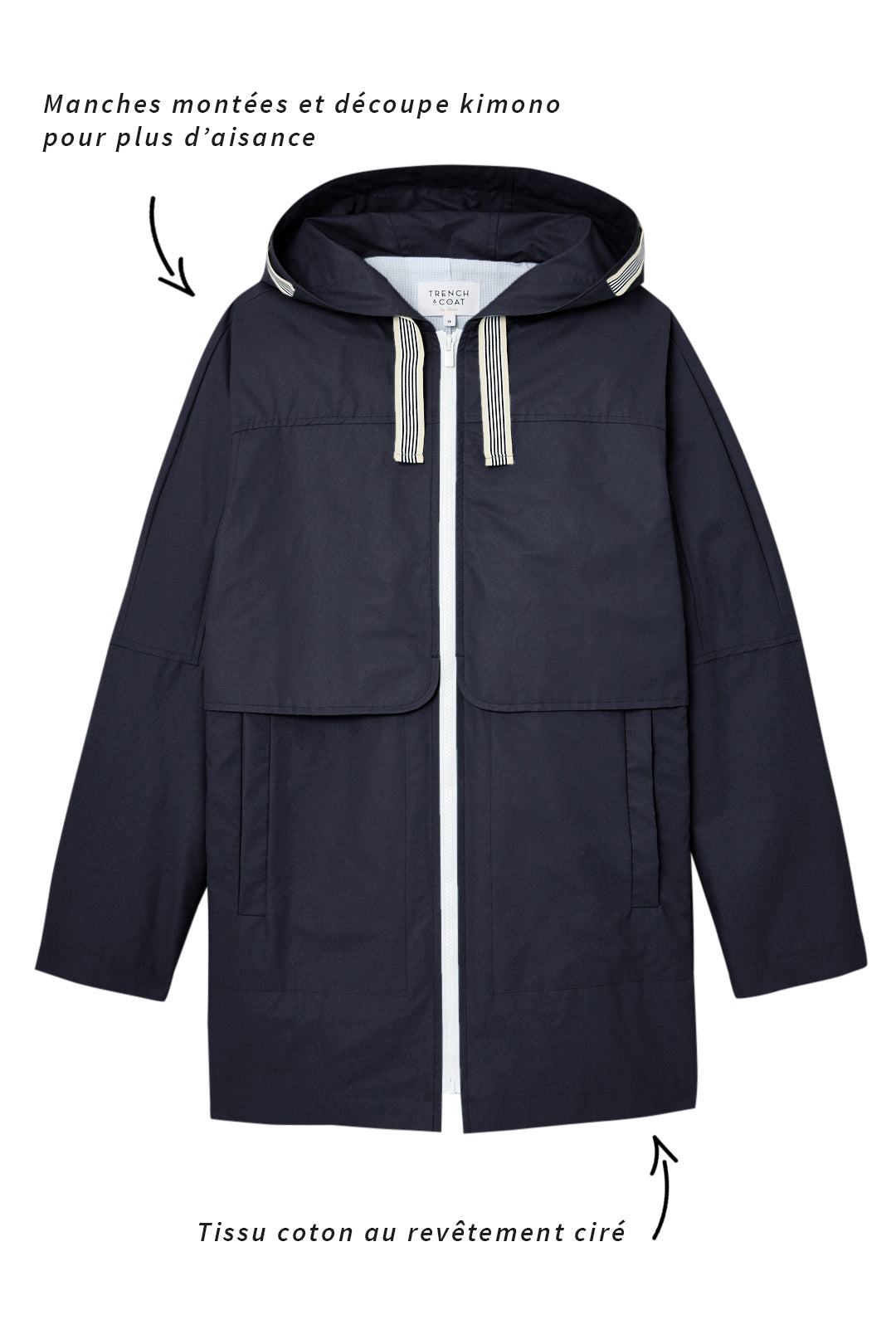 Parka LUGNY-Parka marine à capuche en toile de coton