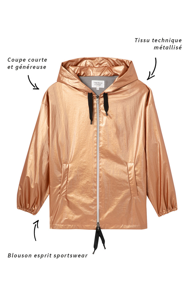 Blouson LUZY-Blouson épuré doré à capuche