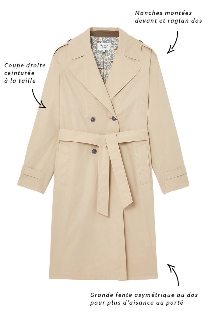 Trench OZEVILLE-Trench beige long ceinturé