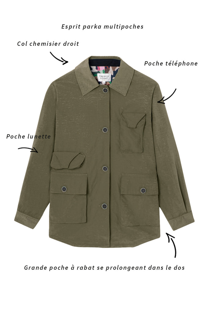 Parka POUJOLS-Parka masculine multipoches kaki
