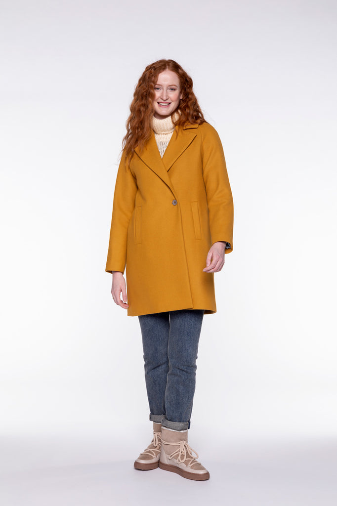 Manteau COLOGNE-Manteau minimaliste en drap de laine miel