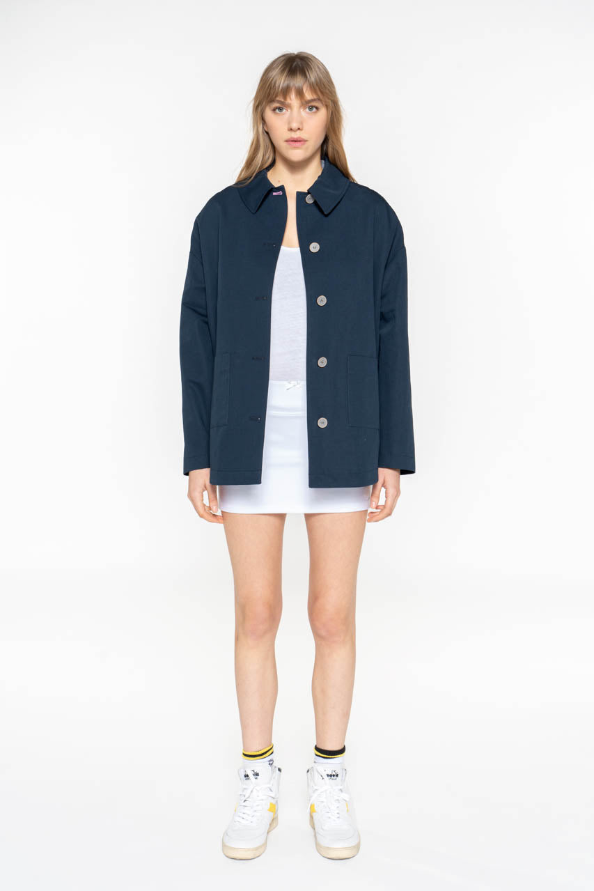 Surchemise SURVILLE-Surchemise généreuse en coton et lin bleu marine
