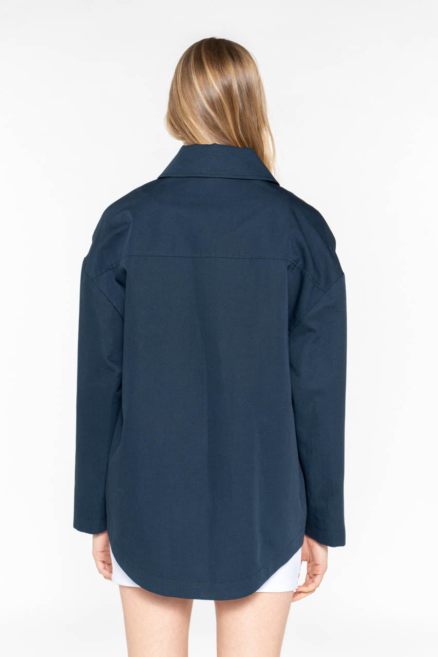 Surchemise SURVILLE-Surchemise généreuse en coton et lin bleu marine