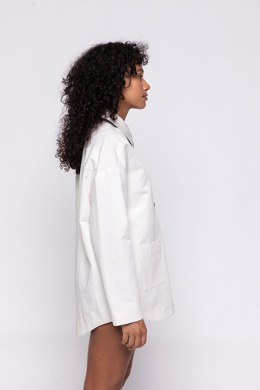 Surchemise SURVILLE-Surchemise généreuse en coton et lin crème