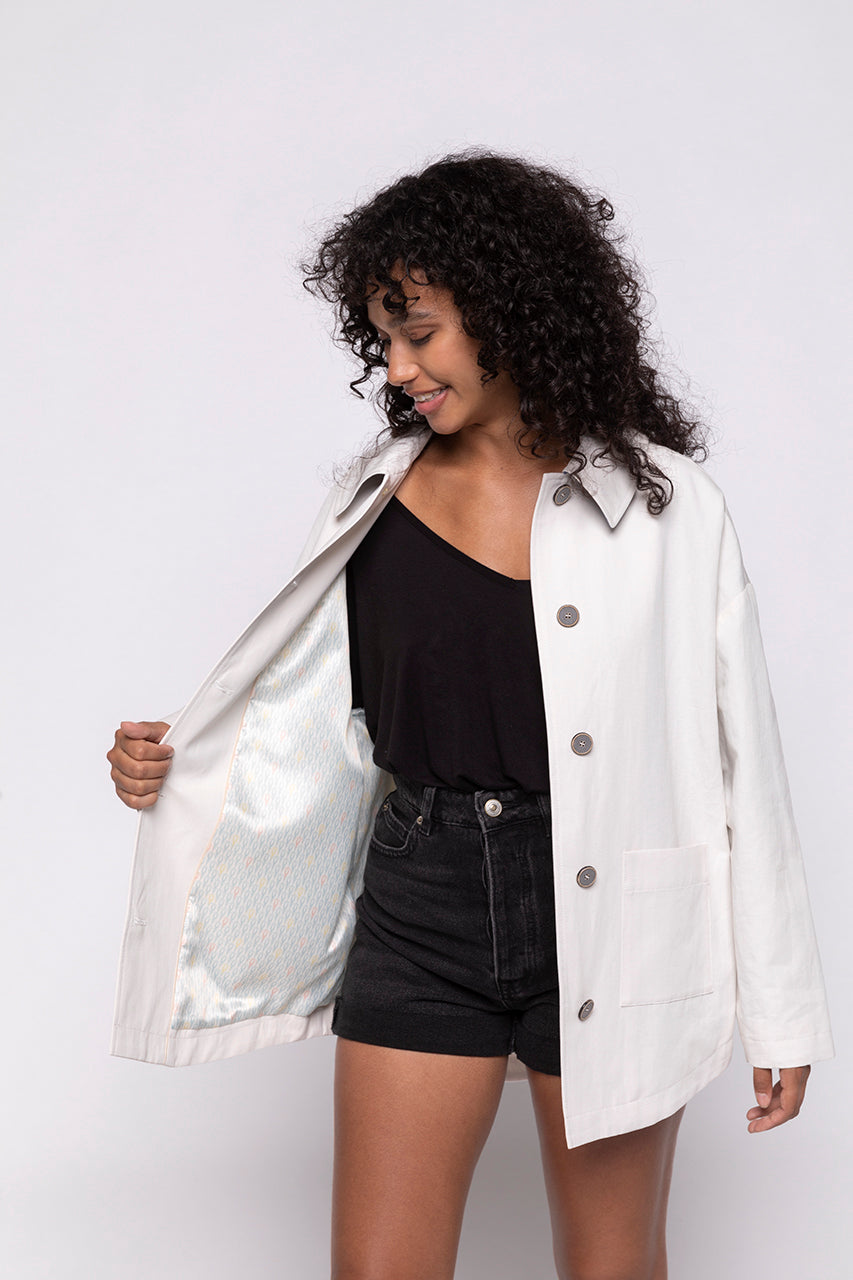 Surchemise SURVILLE-Surchemise généreuse en coton et lin crème