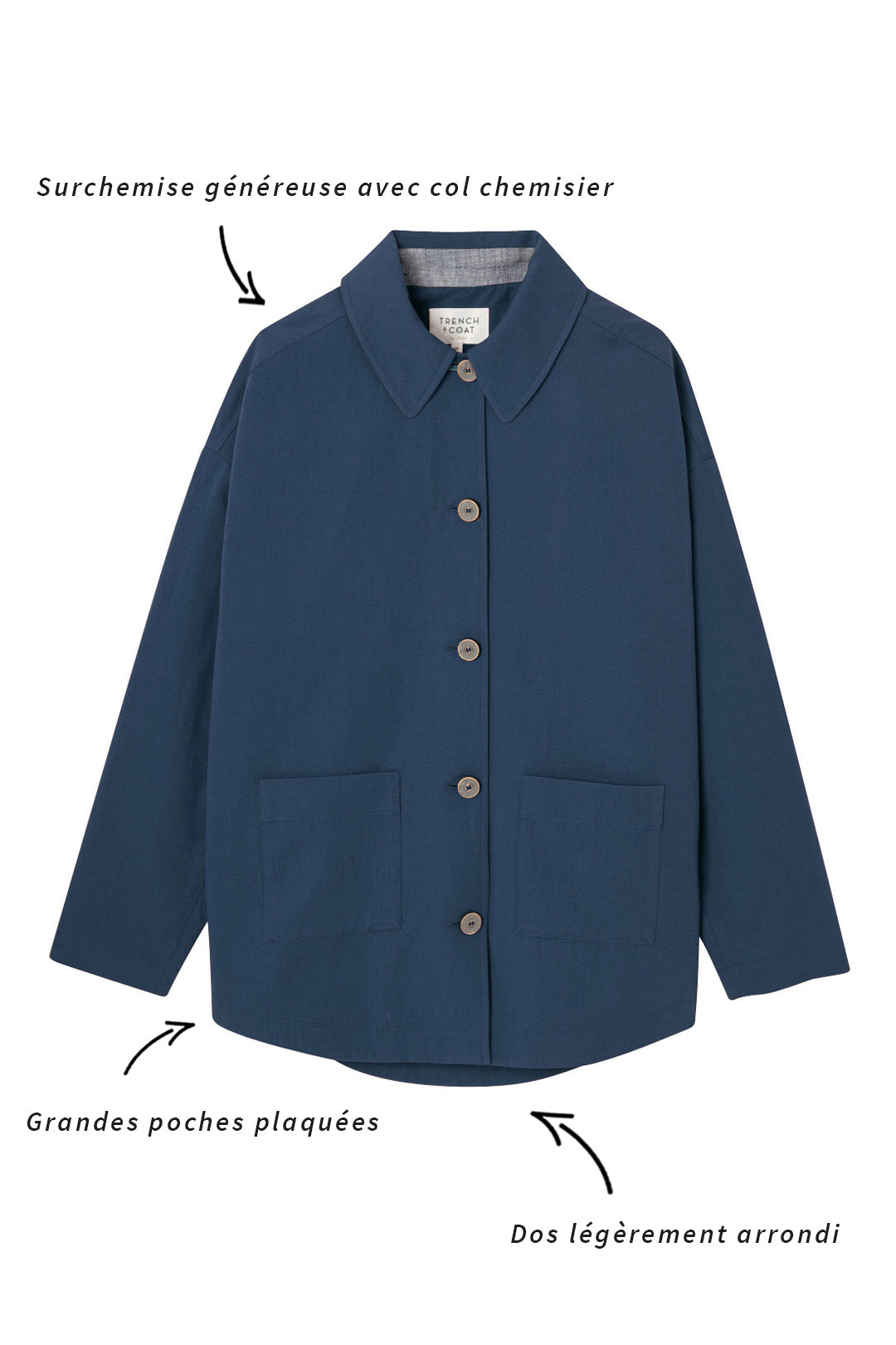 Surchemise SURVILLE-Surchemise généreuse en coton et lin bleu marine